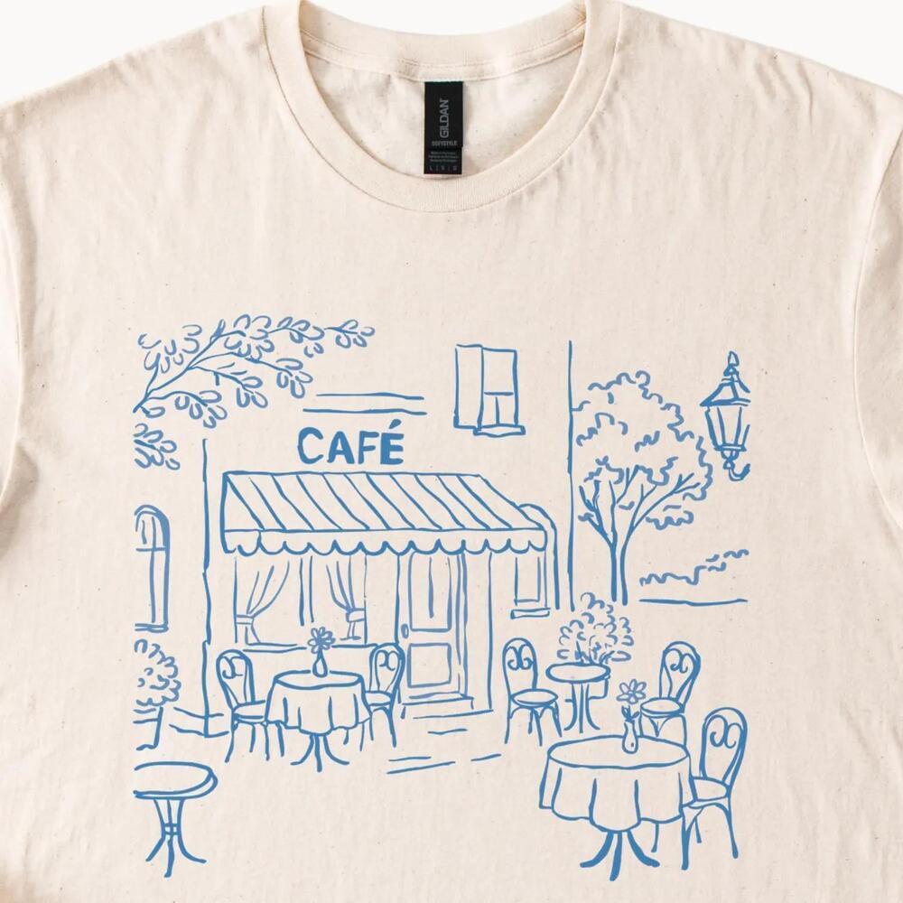 Cafe Tshirt Bistro Graphic Tee French Cafe Lover Gift Paris Streetwear Top
